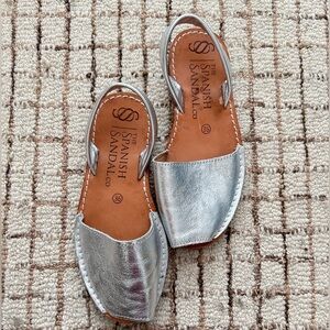The Spanish Sandal Co Silver Leather Slingback Sandals | Made in Spain | 36